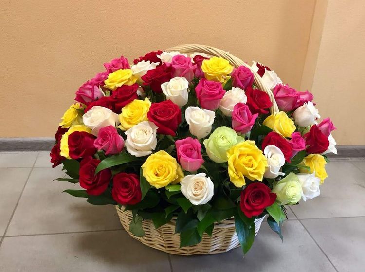 51 роза в корзине ,Эквадор, 60см