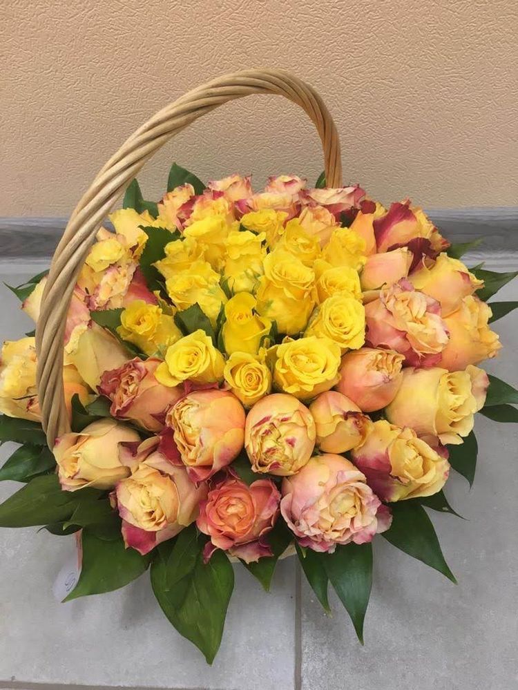 51 роза в корзине ,Эквадор, 60см